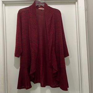 East Adeline ruffle peplum cardigan. Size 3X